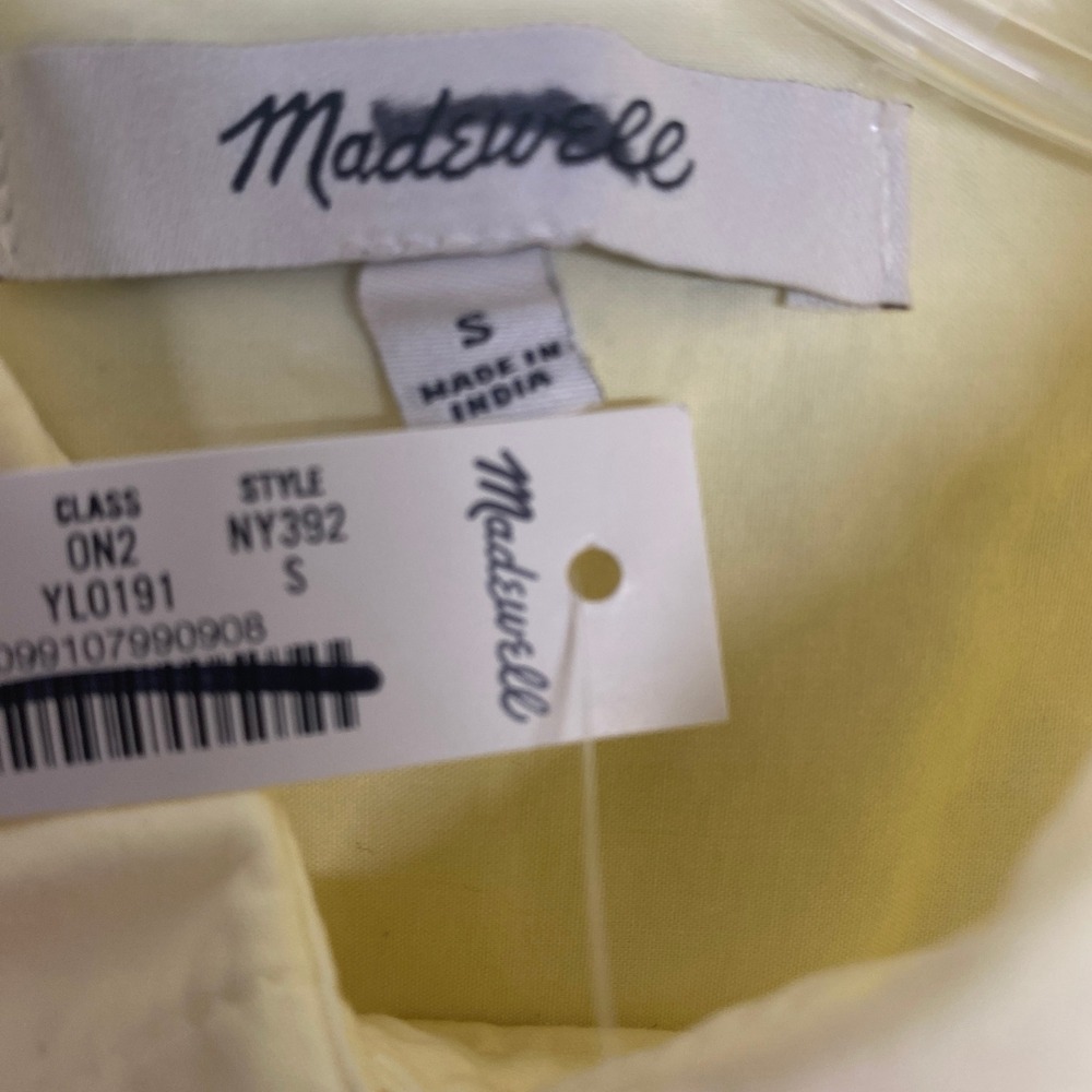 Madewell Shirt Womens Small Sheer Pineapple Yellow Easy Button Down Poplin NY392 - Picture 4 of 9